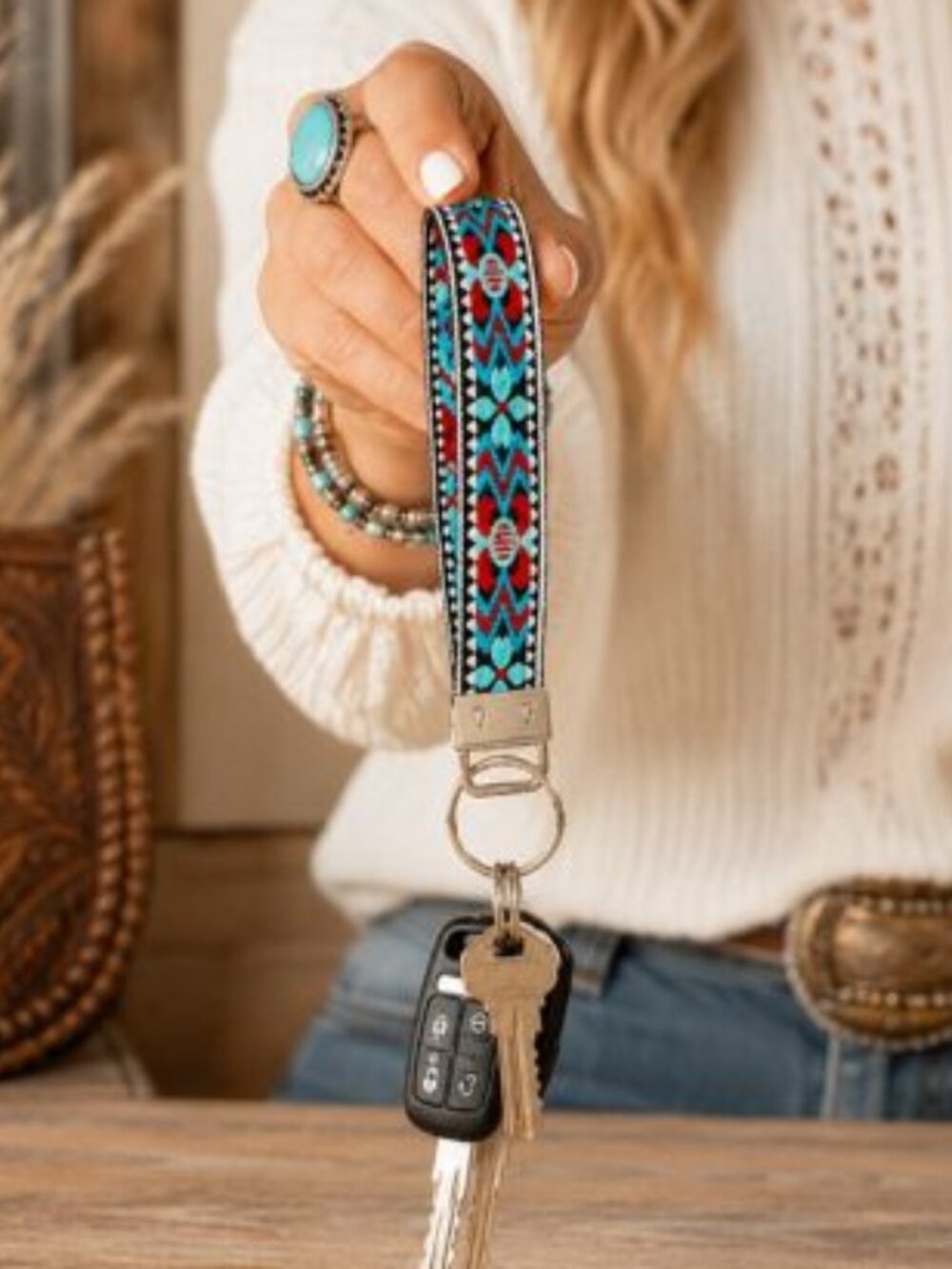 Wilderland Western Embroidered Wristlet Keychain Southwestern NWT - Picture 2 of 3